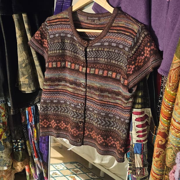 무지개떡 반팔 가디건