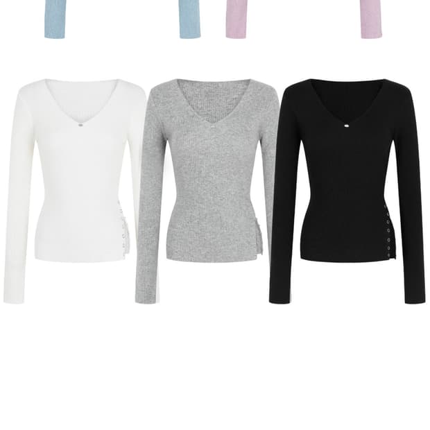 (새상품)페일제이드 사이드 슬릿 브이넥 니트 그레이