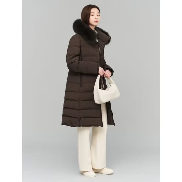 빈폴 레이디스 폭스 구스 롱패딩 90