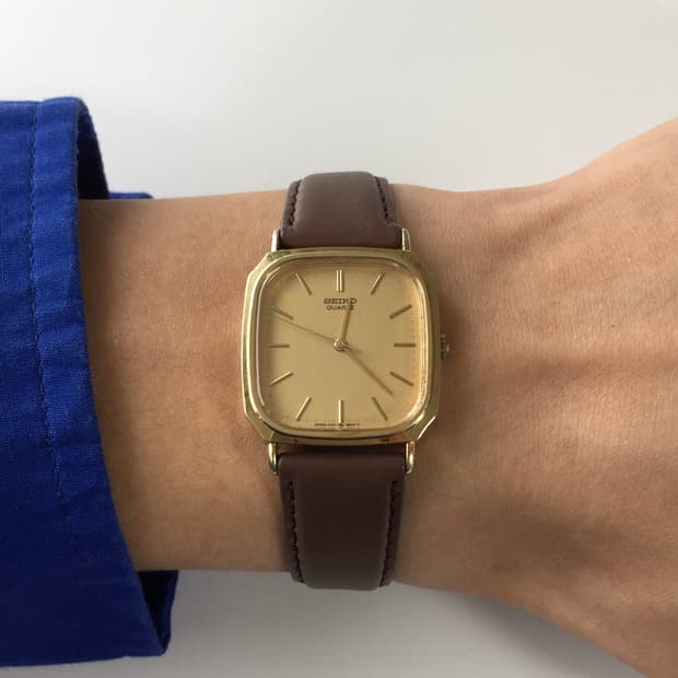 80s seiko chariot square gold quartz