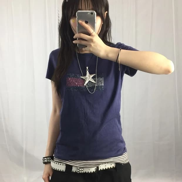 00s Hilfiger Denim Flag Baby Tee