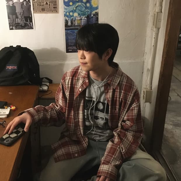 (새상품) 빈티지 체크셔츠_버건디