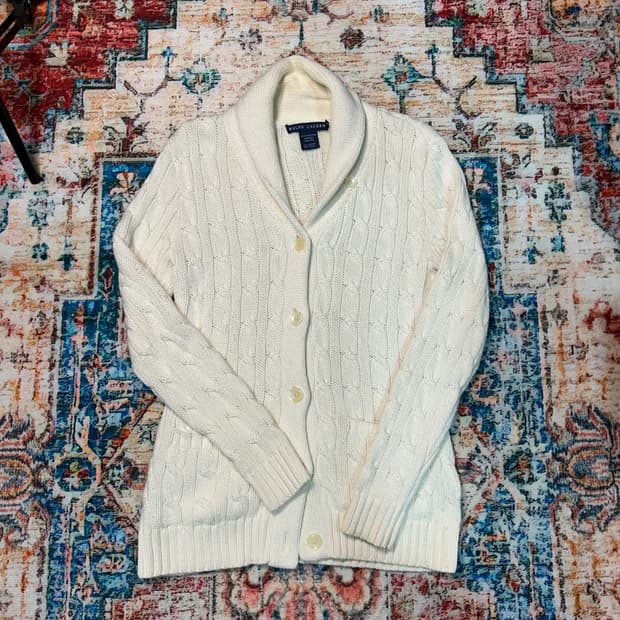 [M] 90s 폴로 랄프로렌 숄카라 케이블 니트 가디건