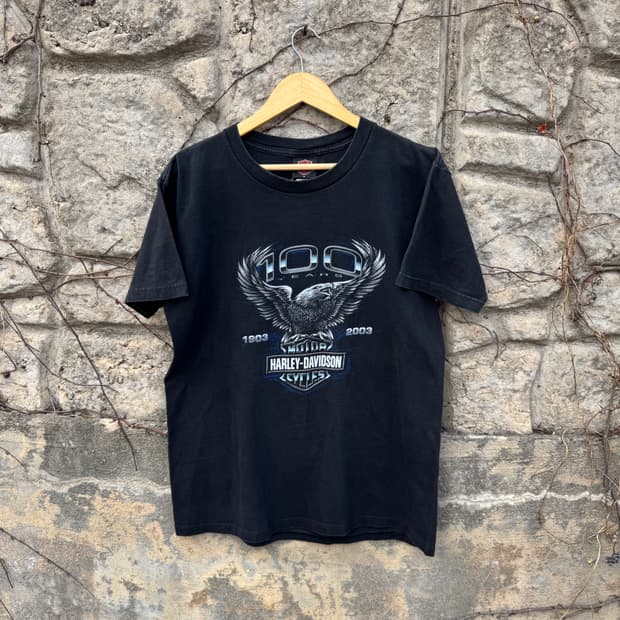 00s 할리데이비슨 빈티지 100주년기념 2003 프린팅 반팔 티셔츠