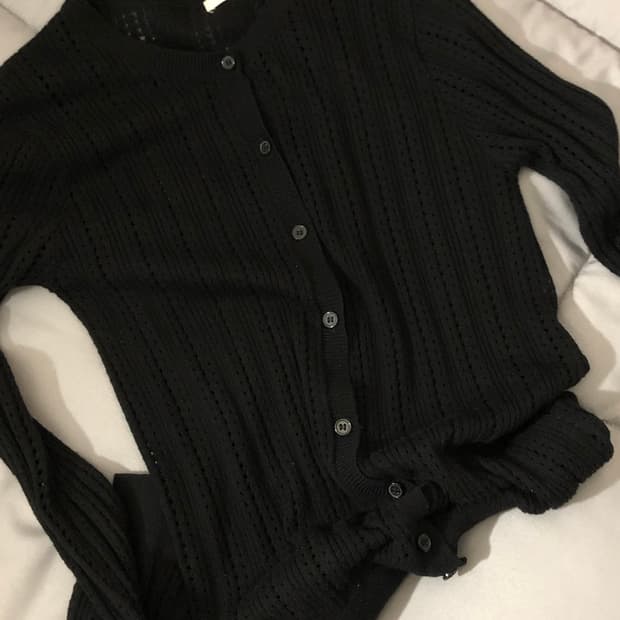 펀칭 가디건 블랙