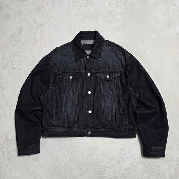 (XL)플랙 블랙 워시드 데님 자켓