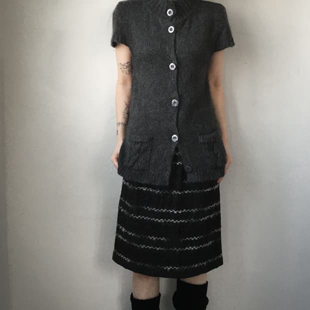 High neck knit cardigan