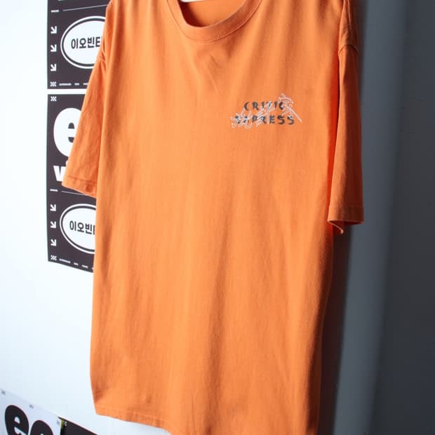 (L-2XL) 크리틱 반팔 티셔츠 빅사이즈 오렌지 스트릿-H34226