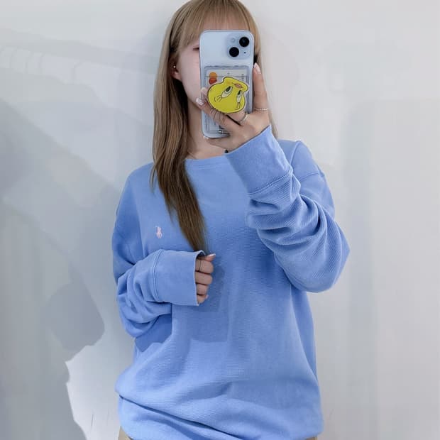 폴로랄프로렌 포니 베이비블루 와플 롱슬리브