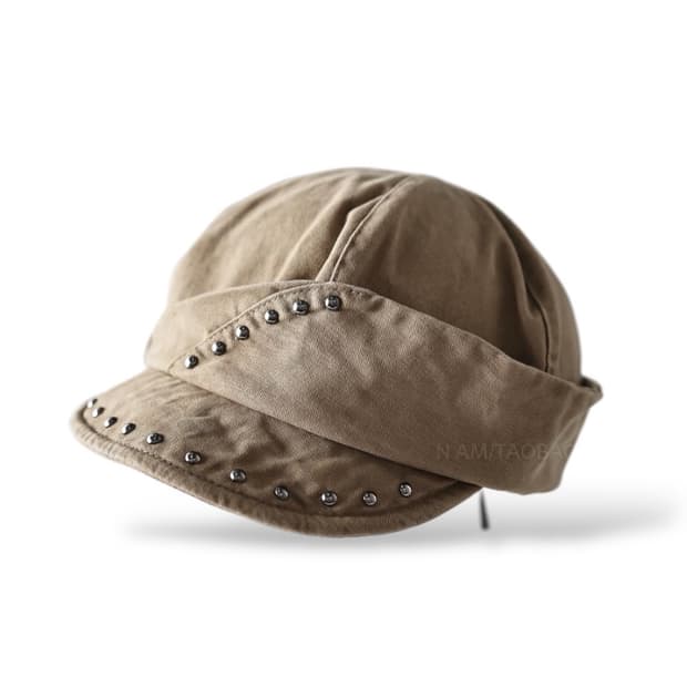 빈티지 스터드 워싱베이지 컬러 헌팅캡 