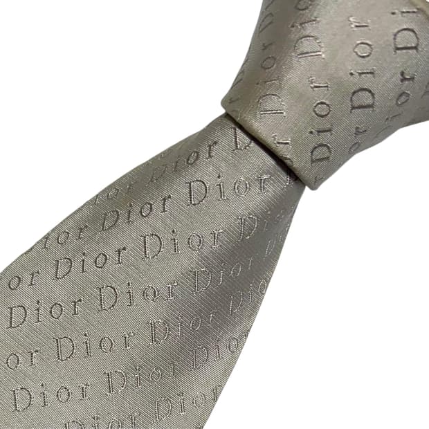 디올옴므 로고패턴 베이지 실크 넥타이