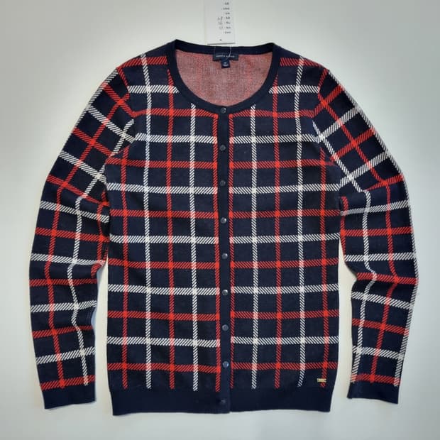 타미힐피거 체크 니트 가디건