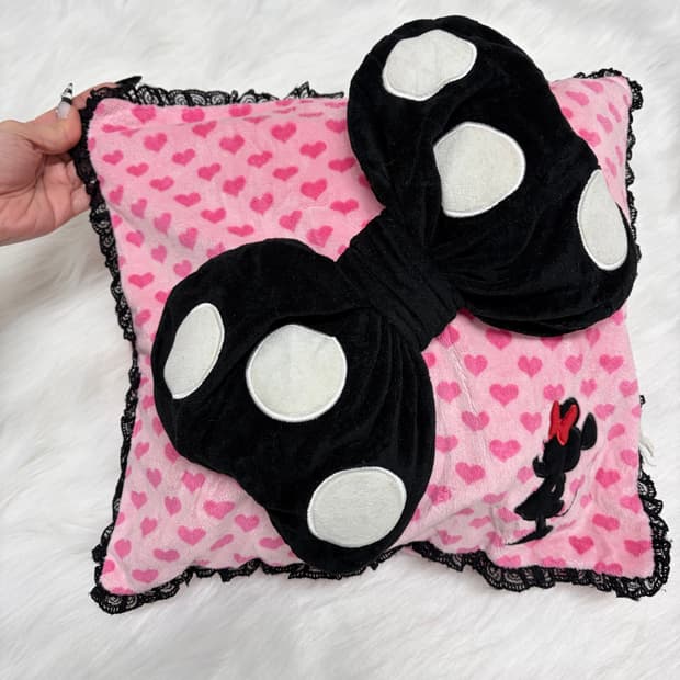 갸루 땡땡이 왕리본 쿠션 키치갸루 디즈니 