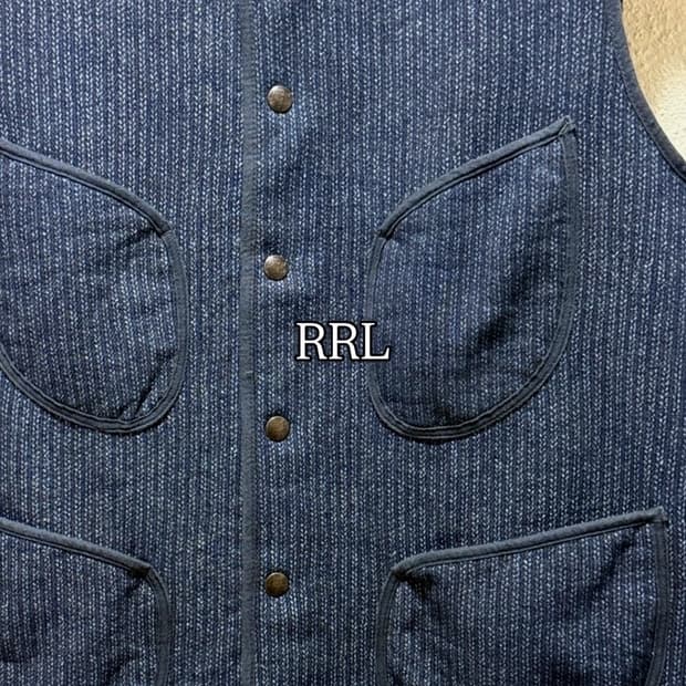 RRL 더블알엘 프린트 인디고 플리스 베스트 아메리칸 캐쥬얼 