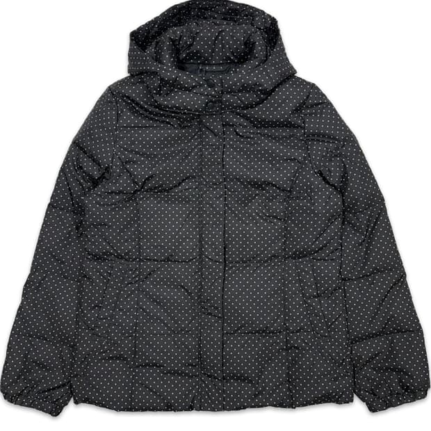 빈티지 블랙 모리 도트 다운 패딩