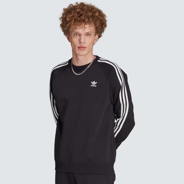 (XL) 아디다스 클래식 3 스트라이프 크루 맨투맨