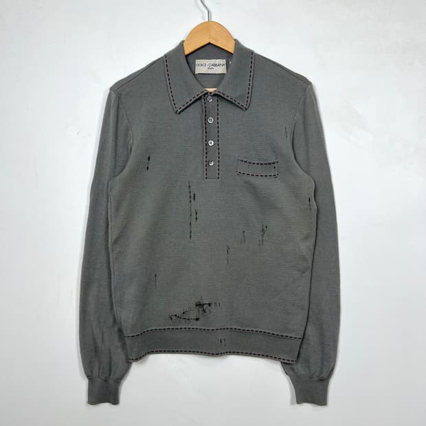 2000s DnG 돌체앤가바나 디스트레스드 카라 니트