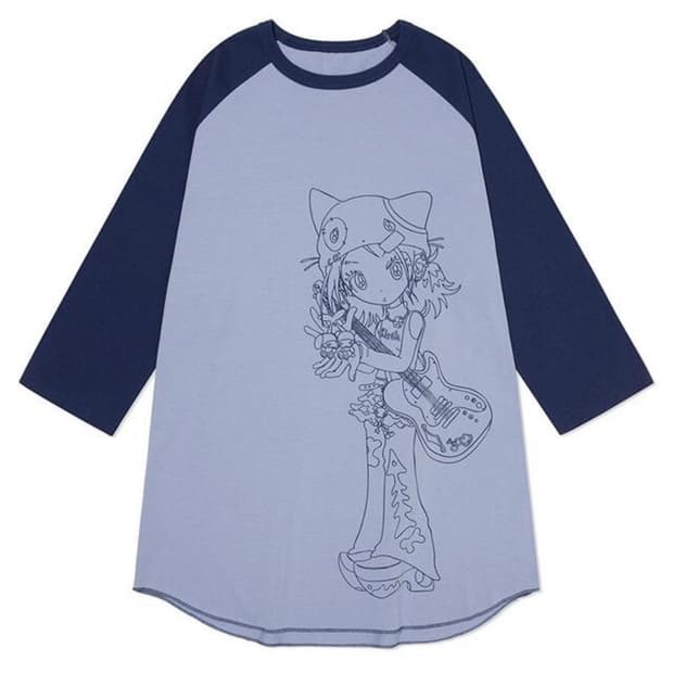 키르시 X 썬원버드 그래픽 래글런 롱슬리브 네이비