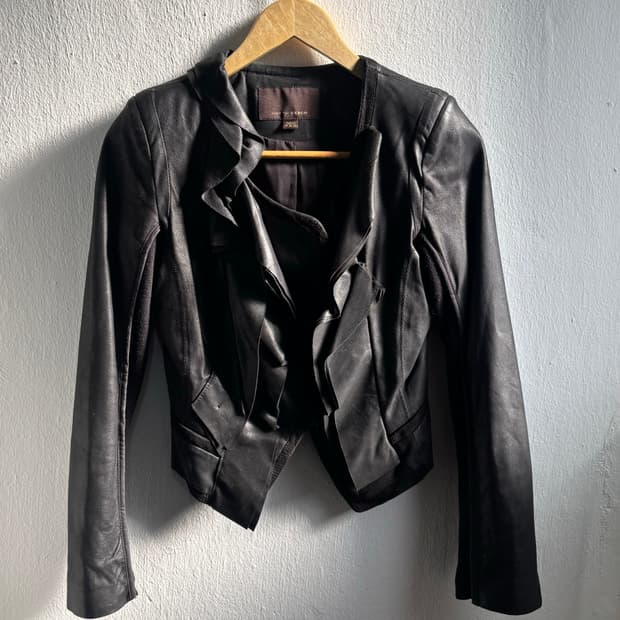 Vintage Black Ruffle Leather Corset Jack