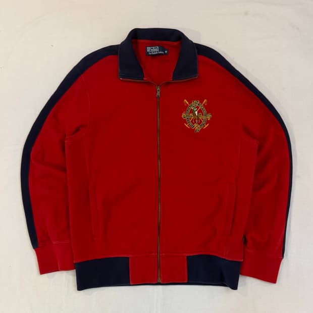 폴로 랄프로렌 빅포니 금장 치프키프 코튼 집업 져지 레드