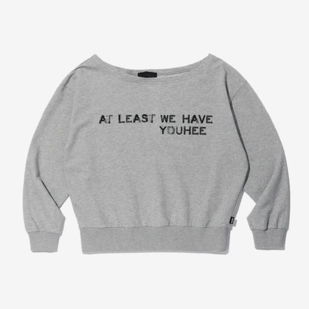 유희 OFF SHOULDER SWEATSHIRTS MELANGE GREY