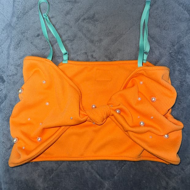 y2k 갸루 키치 진주 리본 탑