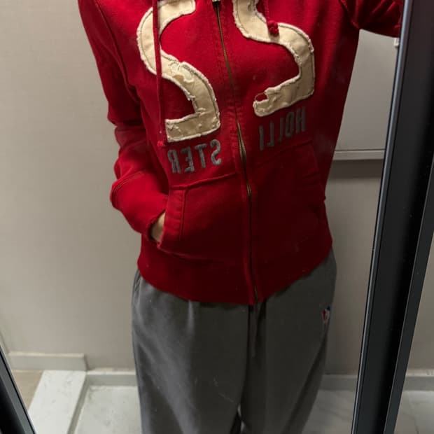 홀리스터 레드 후드집업 s