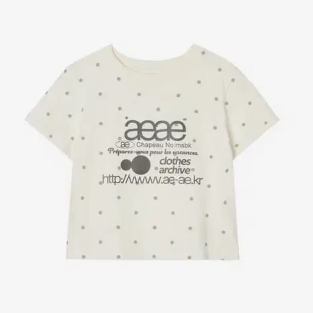 Aeae 웹 로고 도트 크롭 티셔츠 크림