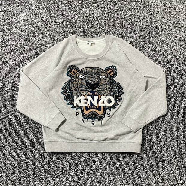 빈티지9. 겐조 KENZO 타이거 프론트 자수 맨투맨 스웻셔츠 그레이