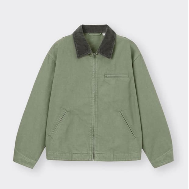 [L] GU 워시드 코튼 워크자켓 올리브 