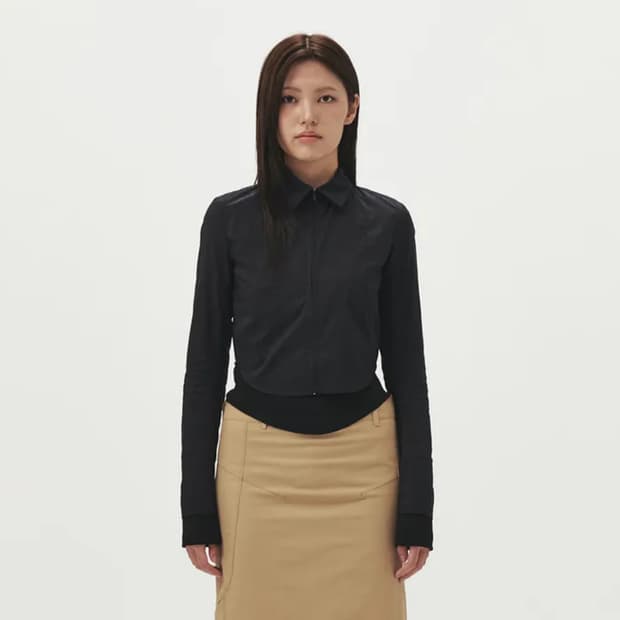 EE WOMEN'S ZIP-UP SHIRT BLACK