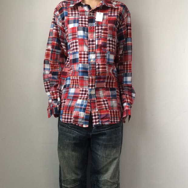 check pattern patch point shirt