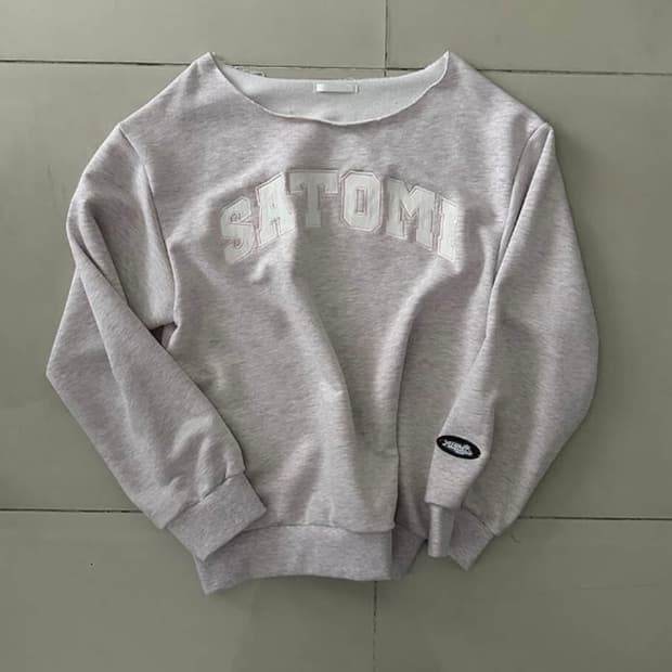 사토미라디오 맨투맨 one shoulder patchwork MTM