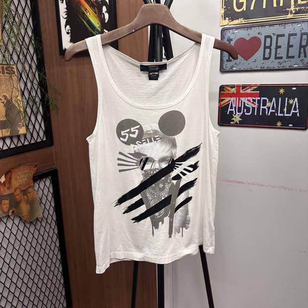 DIESEL 55, White Print Sleeveless Top