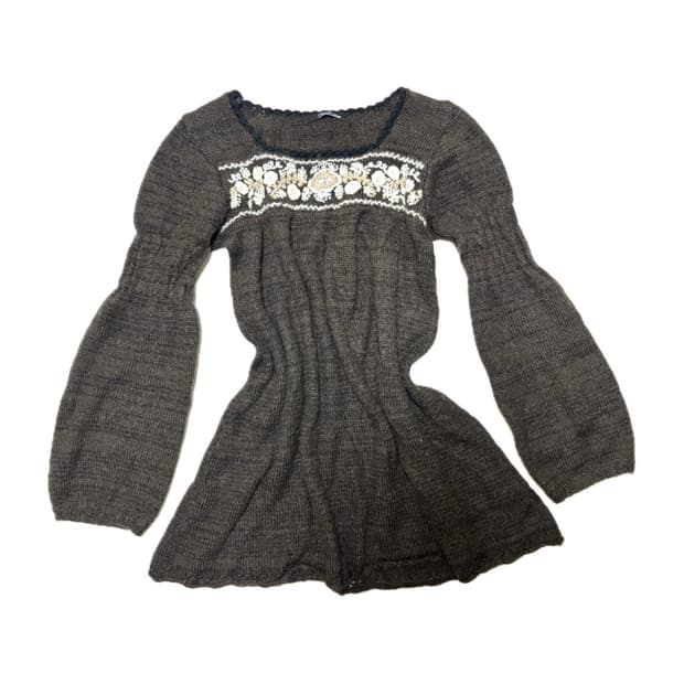 일본 빈티지 모리걸 하구미 꽃무늬 니트