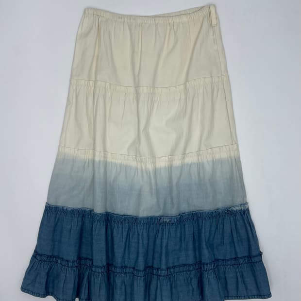 빈티지 배색 롱 스커트