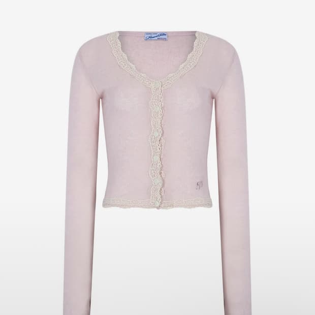 플리즈노팔로우 밀라 레이스 롱 슬리브 탑 베이비 핑크