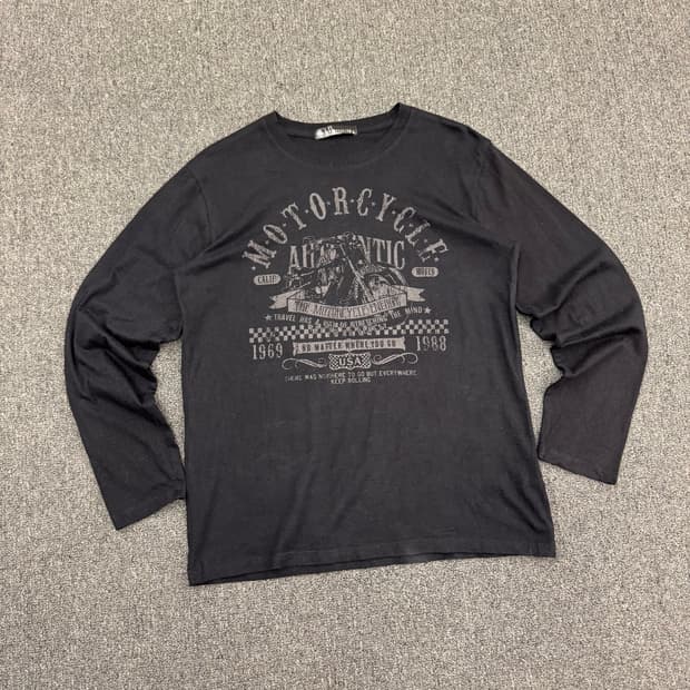 L)Balmy&Awaking 빈티지 모터사이클 프린팅 롱슬리브