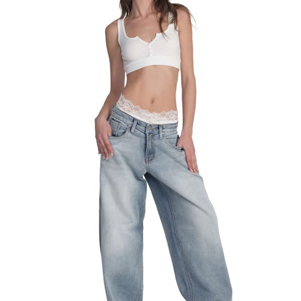 클리시어 Krystal vintage wide jeans 클리어블루