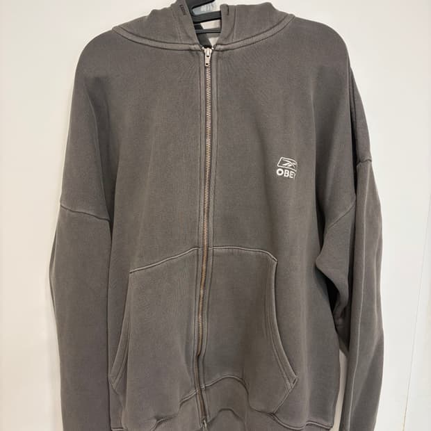 리복 오베이 콜라보 후드집업 워시드 블랙 XL