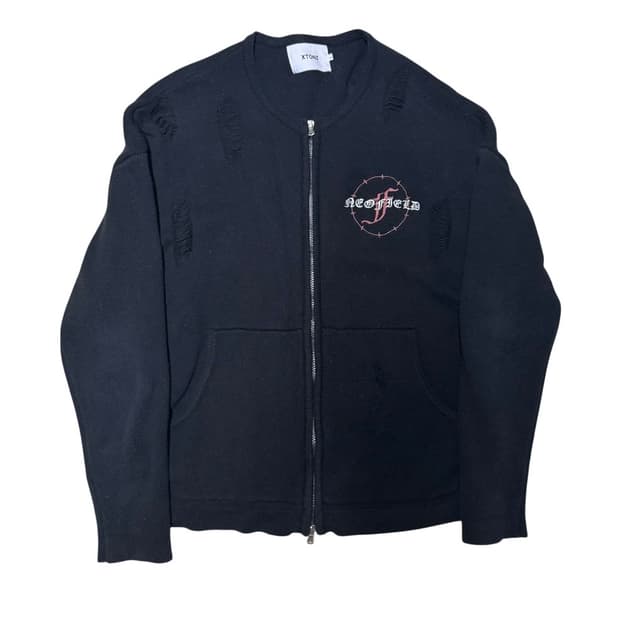 엑스톤즈 데미지 니트 집업