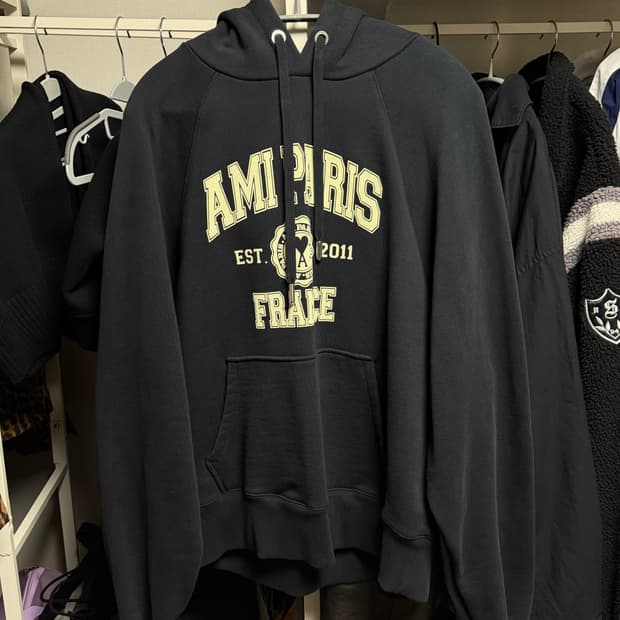 아미 파리 프랑스 후드 스웨트셔츠 블랙 L 사이즈
