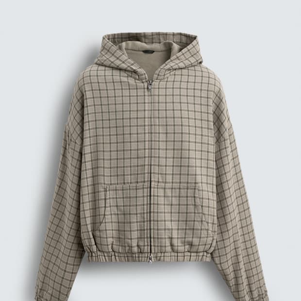 자라 체크 박시핏 점퍼