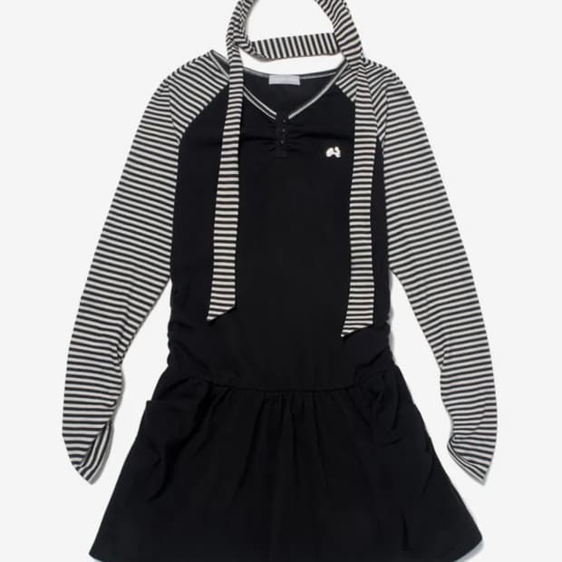 허그유어스킨 스트라이프 헨리넥 드레스