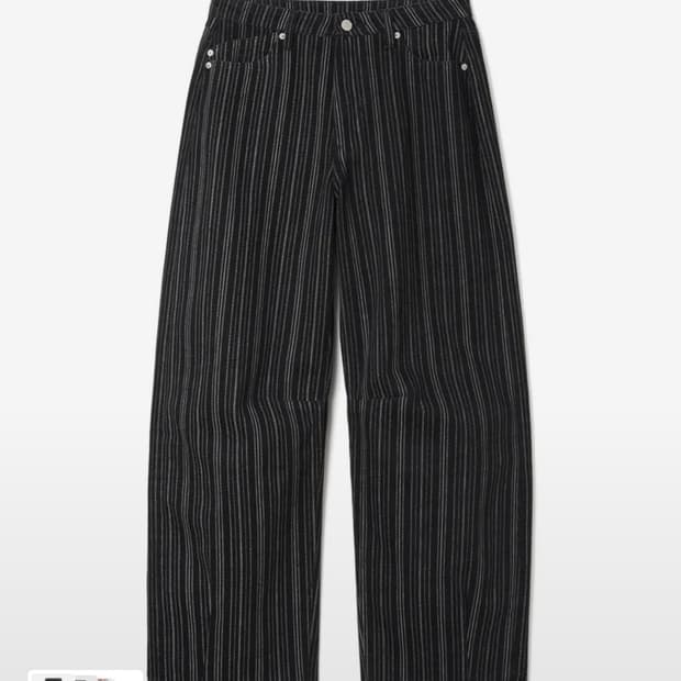 밀로우먼 스트라이프 벌룬 진 워시드 블랙 S