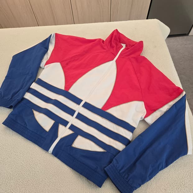 아디다스 올드스쿨 빅로고 바람막이 자켓 핑크/블루 XL