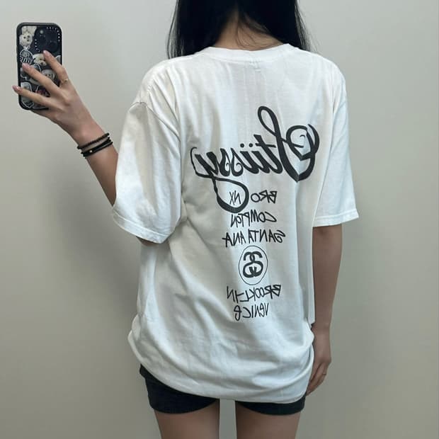 스투시 도버스트리트마켓 월드투어 화이트 반팔 티셔츠