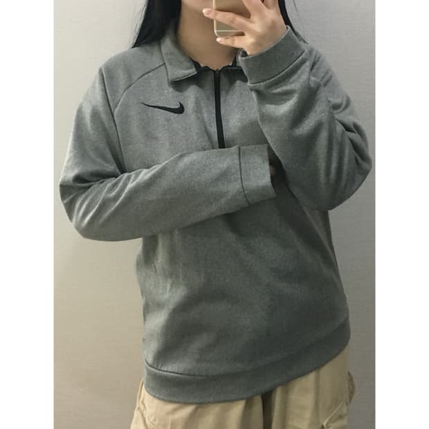 나이키 트레이닝 반집업 그레이 M