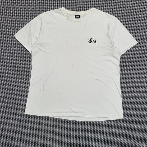 stussy 스투시 베이직 로고 화이트 반팔 티셔츠 (L)