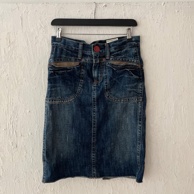 vintage midi denim skirt